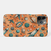 Coques Case-Mate iPhone Motif spatial de fusée rétro Terracotta sarcelle (Dos (Horizontal))