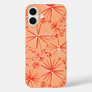iPhone 16 Plus Case Motif Spoutnik du milieu du siècle, nuances de cor