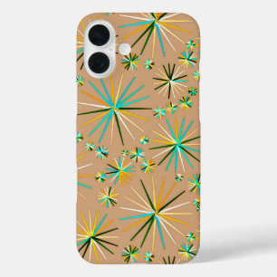 Coques iPhone 16 Plus Motif Spoutnik milieu du siècle, Taupe Tan