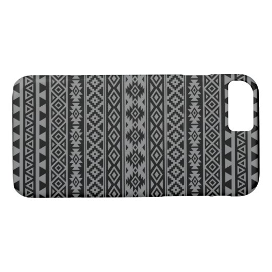 Coques Case-Mate iPhone Motif stylisé par Aztèque noir et gris I (Dos (Horizontal))