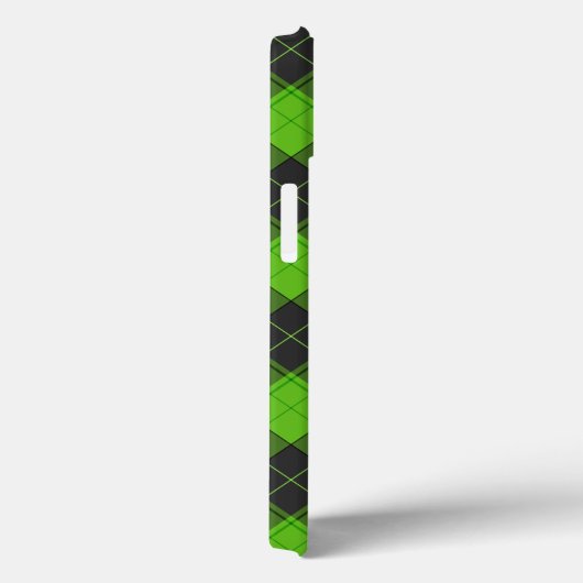 Coques Case-Mate iPhone Motif tartan simple en diagonale vert foncé (Verso / Droite)