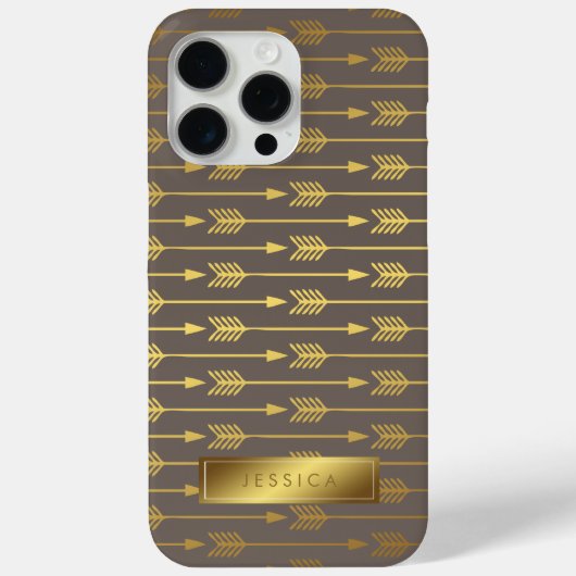Coques Case-Mate iPhone Motif Taupe Faux Gold Foil Flèches (Verso)