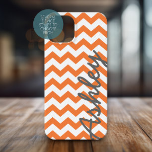 Coques Pour iPhone Motif tendance Chevron avec nom - gris orange