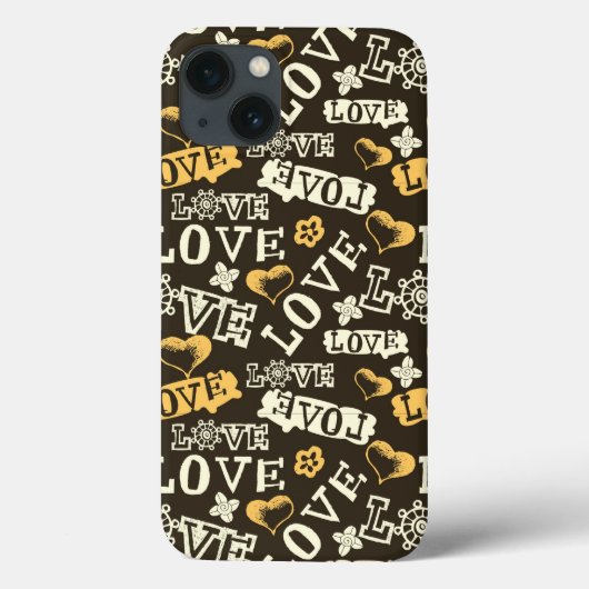 Coques Case-Mate iPhone Motif tiré par la main d'amour (Verso)