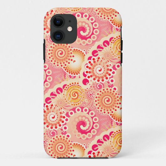 Coques Case-Mate iPhone Motif tourbillon fractal, corail, pêche (Dos)