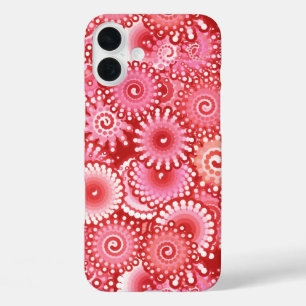 iPhone 16 Plus Case Motif tourbillon fractal, nuances de rouge profond