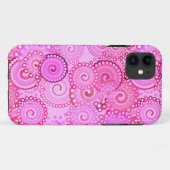 Coques Case-Mate iPhone Motif tourbillon fractal, rose et fuchsia (Dos (Horizontal))
