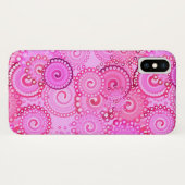 Coques Case-Mate iPhone Motif tourbillon fractal, rose et fuchsia (Dos (Horizontal))