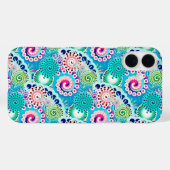 Coques Case-Mate iPhone Motif tourbillon fractal, turquoise, rose, multi (Verso (horizontal))
