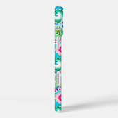 Coques Case-Mate iPhone Motif tourbillon fractal, turquoise, rose, multi (Verso / Droite)