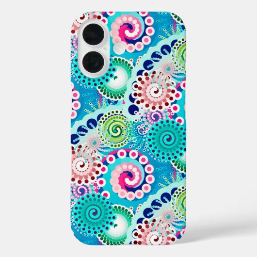 Coques Case-Mate iPhone Motif tourbillon fractal, turquoise, rose, multi (Verso)