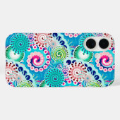 Coques Case-Mate iPhone Motif tourbillon fractal, turquoise, rose, multi (Verso (horizontal))