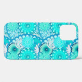 Coques Case-Mate iPhone Motif tourbillon fractal, turquoise, vert, bleu (Verso (horizontal))