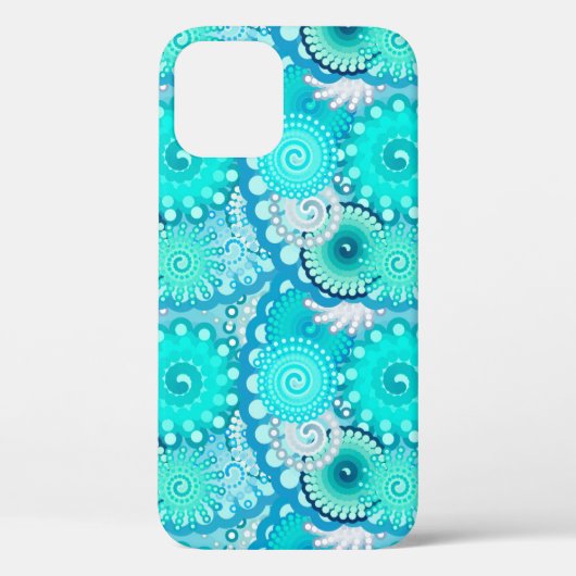 Coques Case-Mate iPhone Motif tourbillon fractal, turquoise, vert, bleu (Verso)