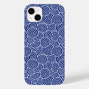Coques Pour iPhone Motif tourbillon japonais - bleu marine et blanc