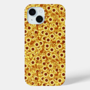 Coque Pour iPhone 15 Motif tournesol - or, jaune et marron