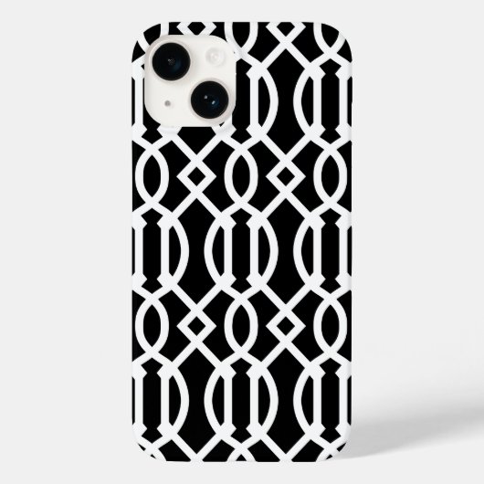 Coques Case-Mate iPhone Motif Trellis moderne noir et blanc (Verso)