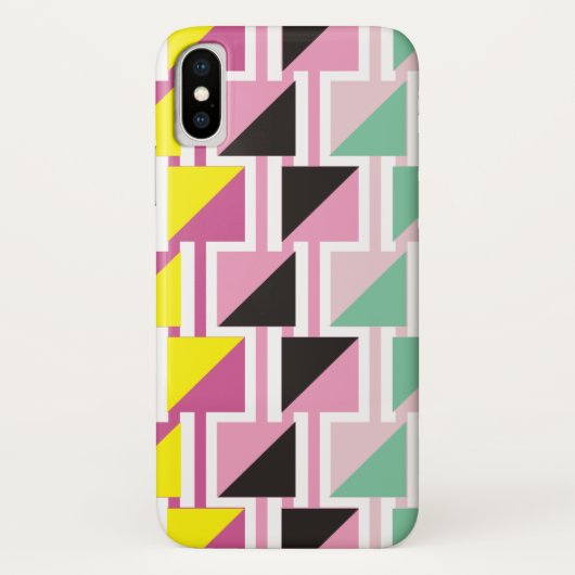 Coques Case-Mate iPhone Motif triange rétro et rose, menthe carré (Dos)