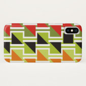 Coques Case-Mate iPhone Motif triange rétro et vert, carrés noirs (Dos (Horizontal))