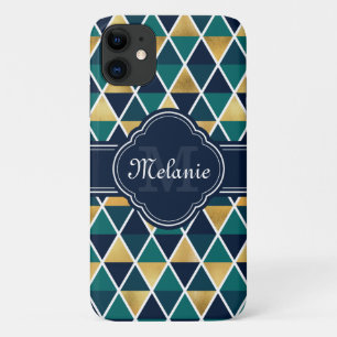 Case-Mate iPhone Case Motif triangle géométrique Monogramme Turquoise or