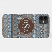 Coques Case-Mate iPhone Motif tribal Brown monogramme (Dos (Horizontal))