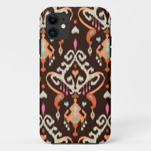 Coque Case-Mate Pour iPhone Motif tribal d'ikat girly brun orange moderne