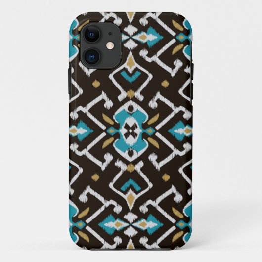 Coques Case-Mate iPhone Motif tribal d'ikat turquoise noir géométrique (Dos)