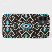 Coques Case-Mate iPhone Motif tribal d'ikat turquoise noir géométrique (Dos (Horizontal))