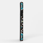 Coques Case-Mate iPhone Motif tribal d'ikat turquoise noir géométrique (Dos/Droite)