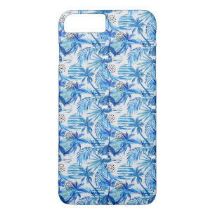 Coques Pour iPhone Motif tropical bleu lumineux d'aquarelle