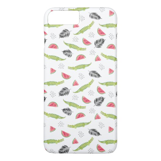 Coques Case-Mate iPhone Motif tropical de pastèque et de crocodile (Dos)