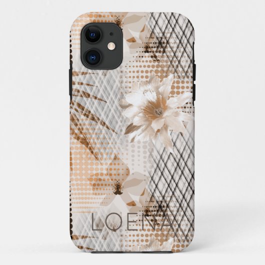 Coques Case-Mate iPhone Motif tropical gris beige. (Dos)
