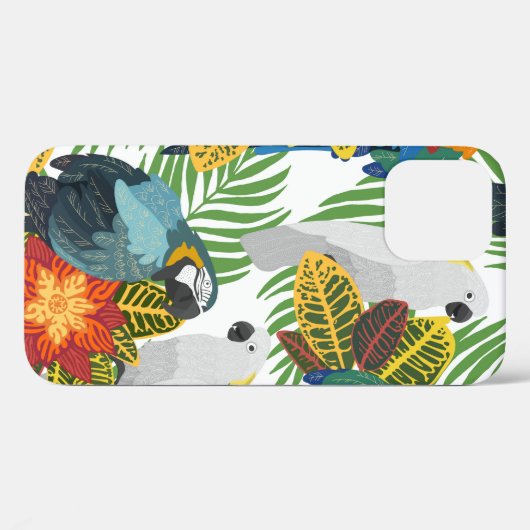 Coques Case-Mate iPhone Motif tropical sans couture avec perroquets.  (Verso (horizontal))