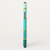 Coques Case-Mate iPhone Motif Turquoise Bleu Vert Rayures Avec Nom (Dos/Droite)