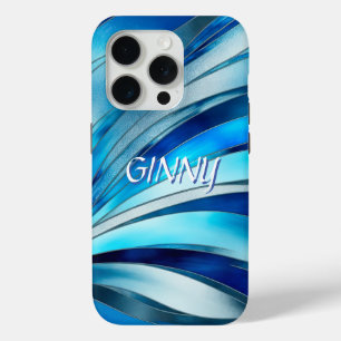 Coque iPhone 15 Pro Motif Turquoise contemporain