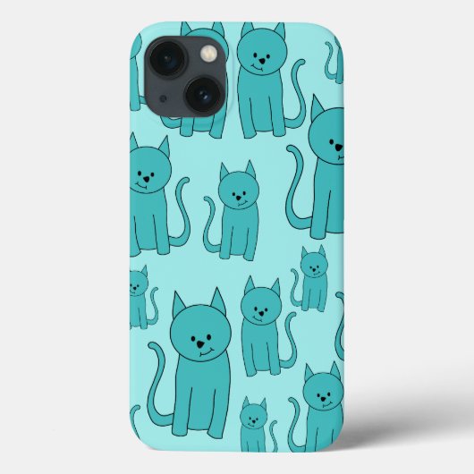 Coques Case-Mate iPhone Motif turquoise de Cute Cats. (Verso)