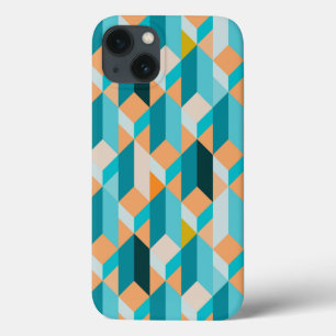 iPhone 13 Case Motif turquoise et orange de formes