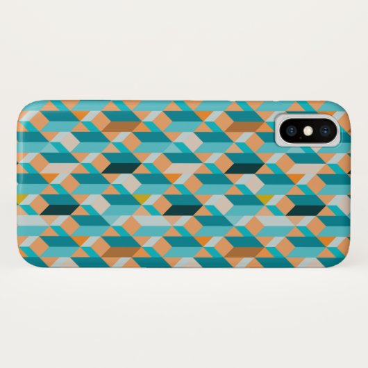 Coques Case-Mate iPhone Motif turquoise et orange de formes (Dos (Horizontal))