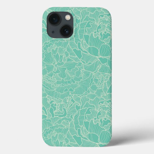Coques Case-Mate iPhone Motif Turquoise Peony (Verso)