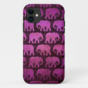 Coque Case-Mate Pour iPhone Motif usé de silhouettes d'éléphant, pourpre