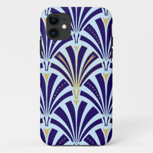 Coque Case-Mate Pour iPhone Motif ventilateur Art déco - cobalt et bleu ciel