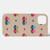Coques Case-Mate iPhone Motif vérifié avec des hiboux d'amour (Verso (horizontal))
