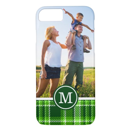 Coques Case-Mate iPhone Motif vert Checkered fait sur commande de photo et (Dos)