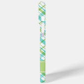 Coques Case-Mate iPhone Motif vert et Aqua Plaid (Verso / Gauche)