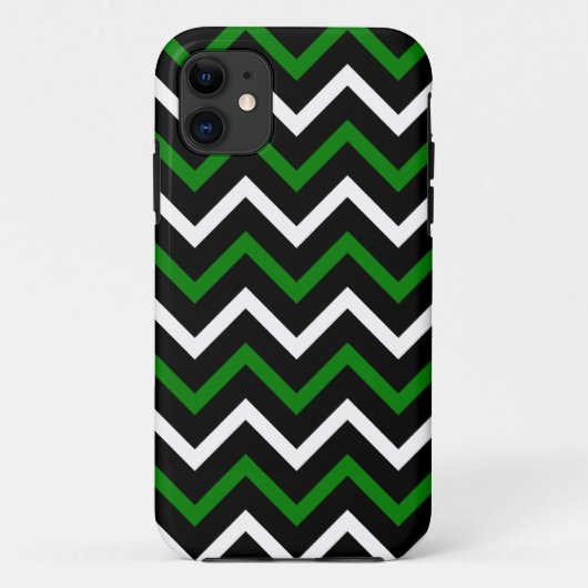 Coques Case-Mate iPhone Motif vert et noir et blanc de Chevron (zigzag) (Dos)