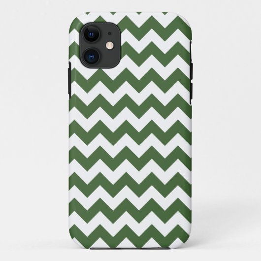 Coques Case-Mate iPhone Motif vert-foncé de rayure de zigzag (Dos)