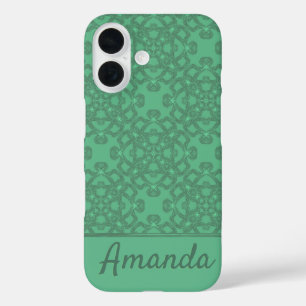 Coques iPhone 16 Motif vert menthe personnalisé