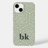 Coques Case-Mate iPhone Motif vert sauge moderne monogrammé (Verso)