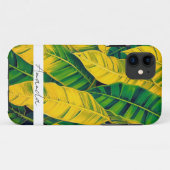 Coques Case-Mate iPhone Motif vibrant à feuilles de bananier vert et jaune (Dos (Horizontal))