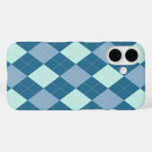 Coques Case-Mate iPhone Motif vintage Argyle bleu (Verso (horizontal))